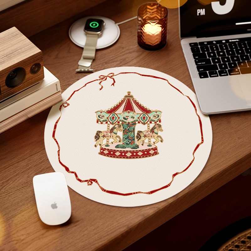 法式复古木e马圣诞新年塞拉斯蒂娅皮革餐桌垫家用碗垫隔热垫防水