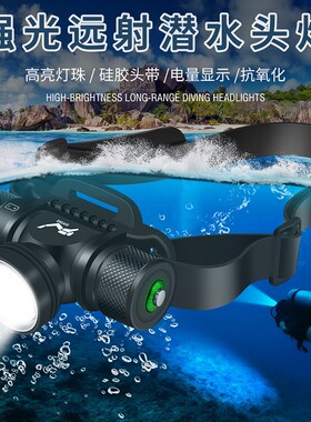 BORUIT潜水头灯强光黄白光源防水充电超亮超长续航头戴出海赶海