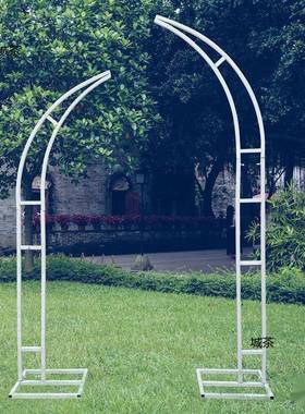 婚庆牛角们花艺拱门户外坪婚礼羊角们鲜花拱门花架道具月亮门架