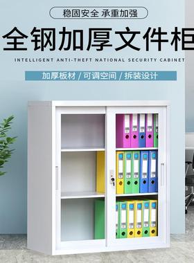 铁皮文件柜档案柜小型对开矮柜办公室落地柜储物柜工具柜带锁柜子