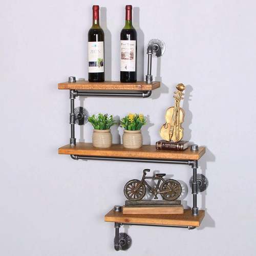 美式loft水管墙上置物架餐厅网咖墙壁装饰隔板铁艺客厅壁挂架子