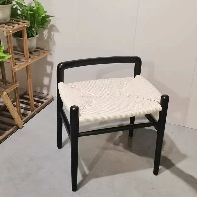 北欧实木方凳茶凳藤编化妆凳换鞋凳日式原木凳民宿椅凳子北欧餐椅