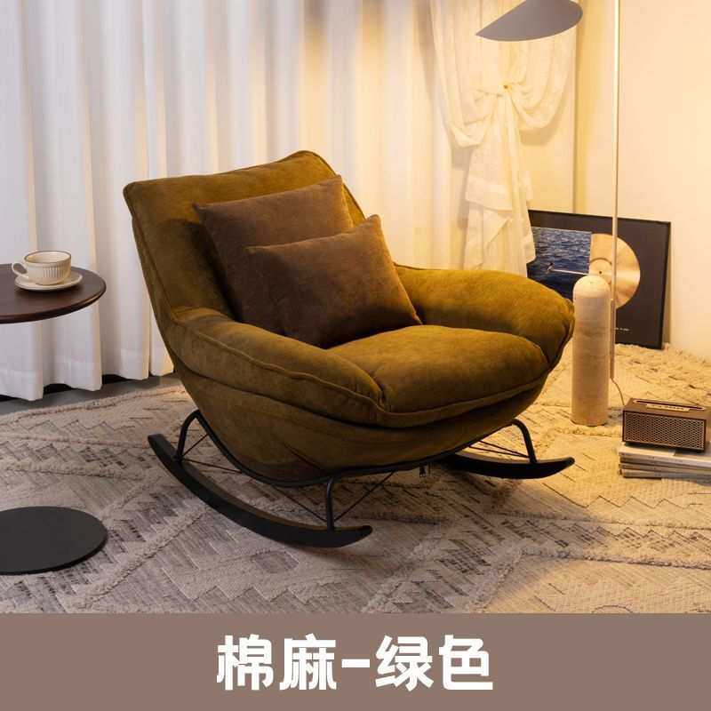 棉麻摇椅大人沙发躺椅家用阳台休闲单人沙发椅复古客厅懒人绢花