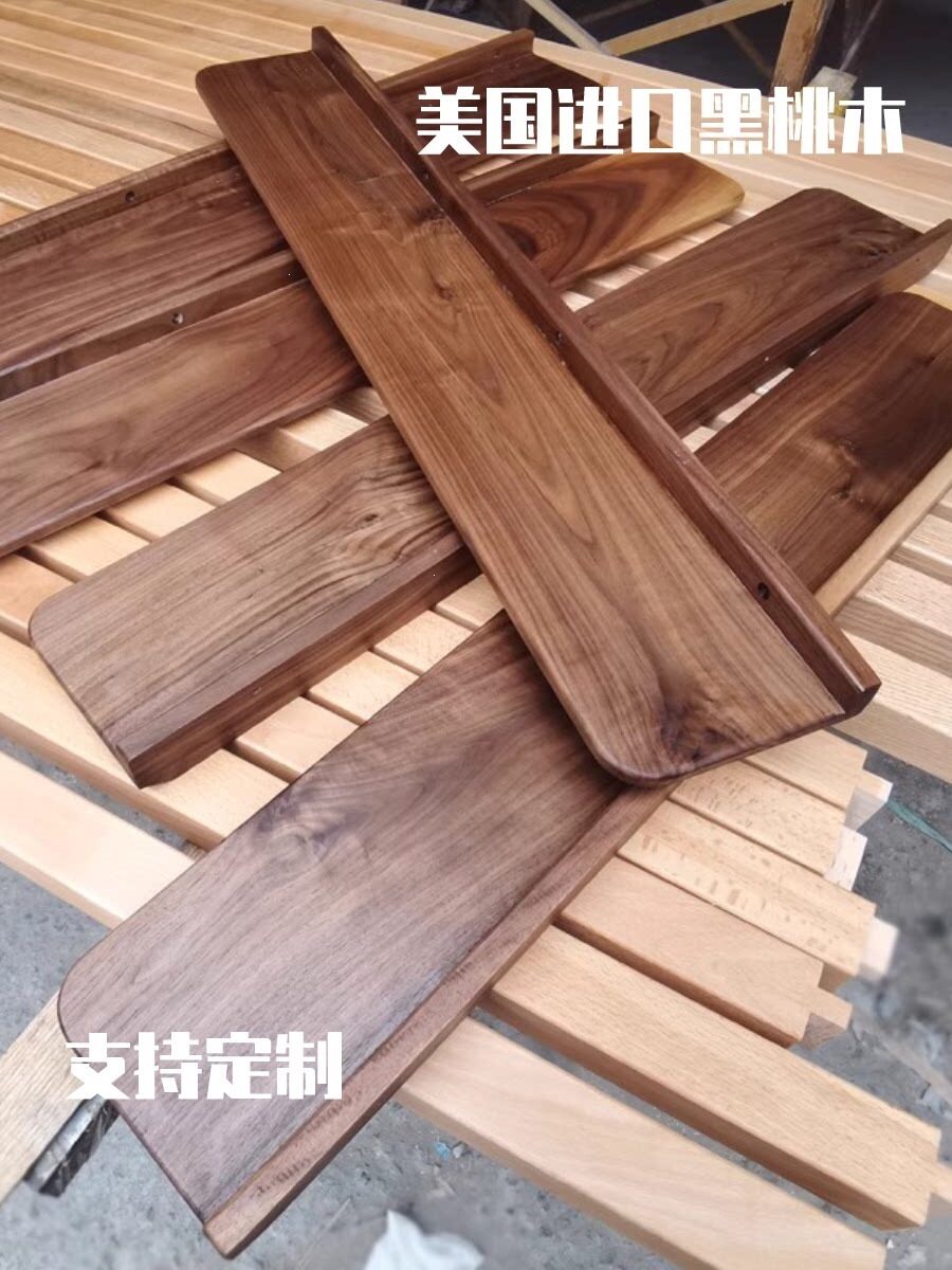 免打孔黑胡桃原实木墙上置物架一字隔板装饰客厅电视卧室搁板层板