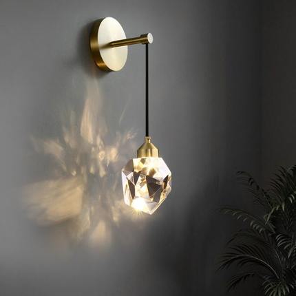 帕莎后现代全铜壁灯轻奢水晶简约卧室床头客厅背景墙过道走廊灯具