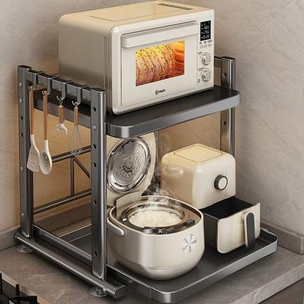 抽拉式微波炉置物架厨房家用台面电器电饭煲锅具烤箱分层收纳架子