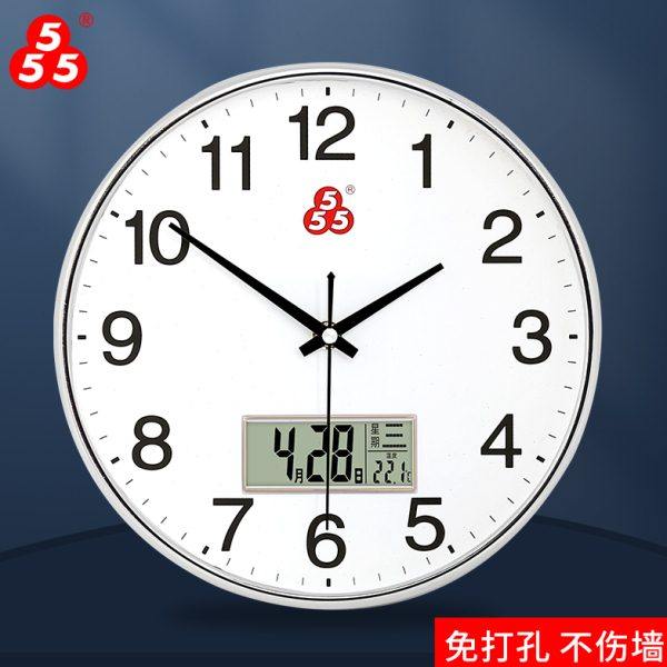 三五555牌静音钟表卧室客厅挂钟时尚现代简约时钟家用挂表石英钟