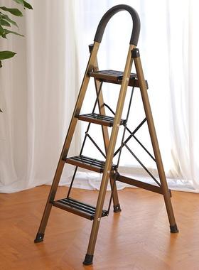 百佳宜铝合金室内家用折叠人字梯子四五六步楼梯电泳香槟色铝梯