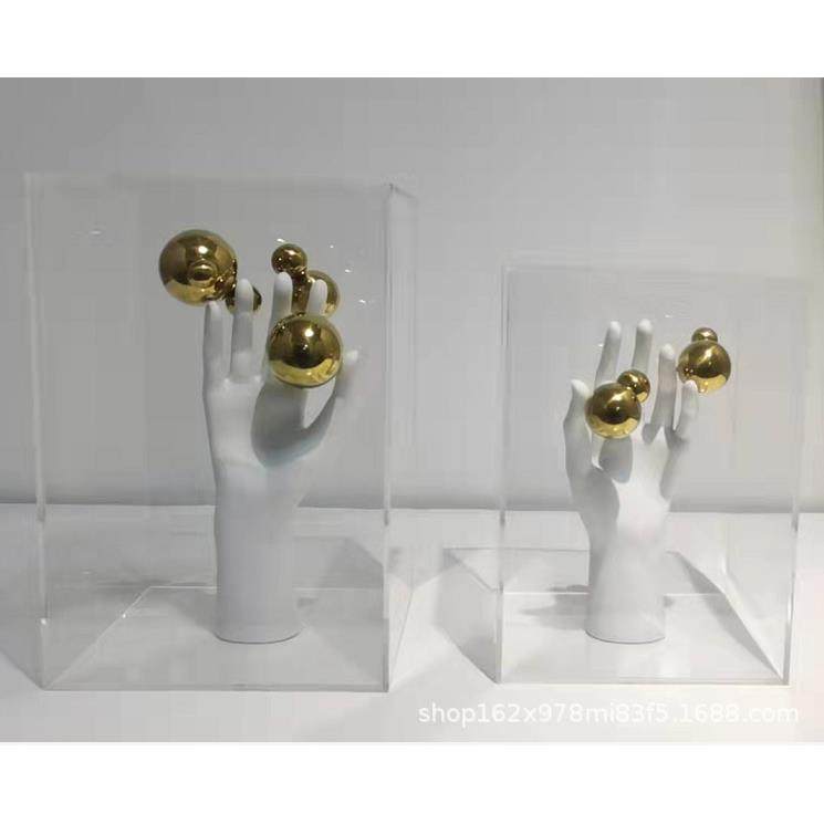 现代简约创意树脂手亚克力罩摆件样板房售楼处桌面书柜架子工艺品,金属材料及制品,金属加工件/五金加工件,淘宝优惠券,粉丝福利购,淘宝优惠卷