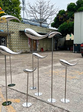 不锈钢福鱼雕塑户外园林水池售楼处水景金属鱼摆件抽象艺术品定制