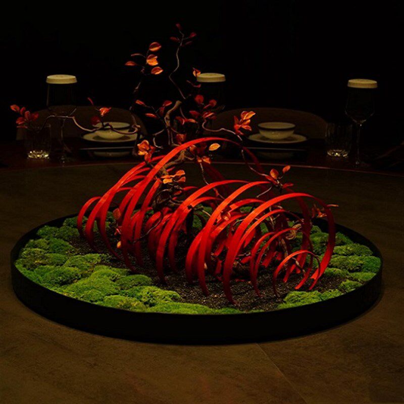 酒店圆桌转盘摆件餐桌中间摆花花艺圆形微缩景观轻奢创意桌花,家居饰品,餐桌花艺,淘宝优惠券,粉丝福利购,淘宝优惠卷