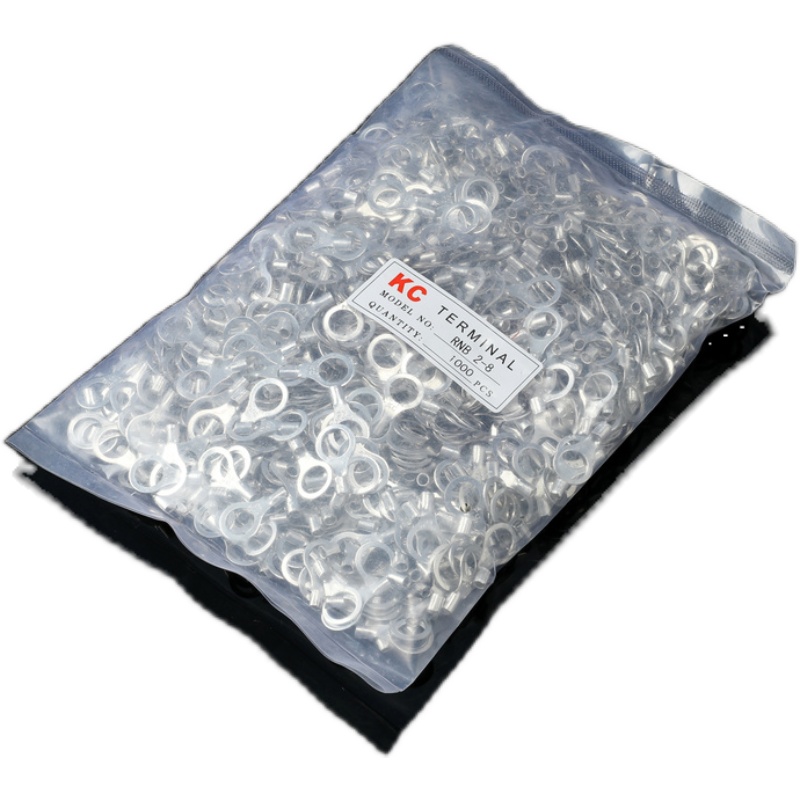 RNB冷压接线端子RNB2-8 圆形裸端头O型端子 紫铜V鼻子1000只