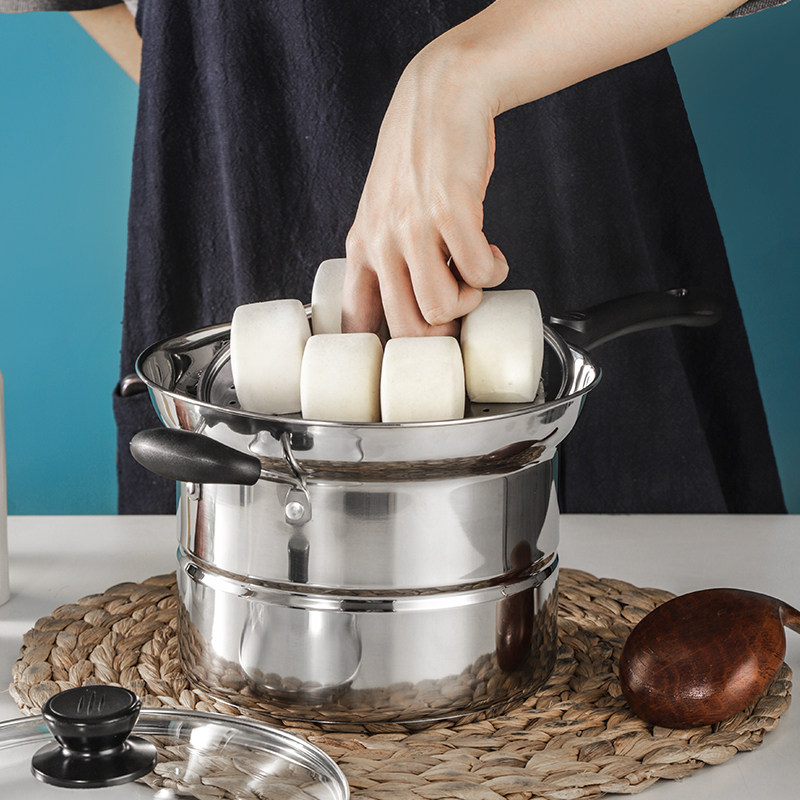 加厚复低不锈钢全能面条锅汤锅奶锅蒸锅油炸锅家用锅具电磁炉通用