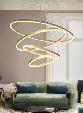 后现代客厅吊灯简约时尚大气卧室餐厅办公圆形灯环形创意led吊灯