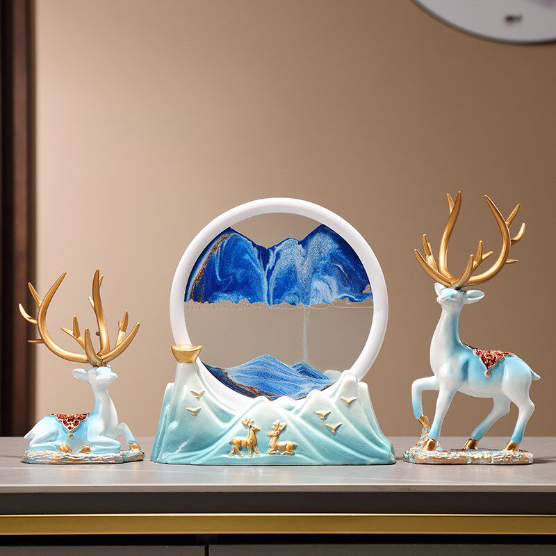 沙漏轻奢高端摆件流沙画创意鹿家居酒柜电视柜客厅玄关装饰品新居