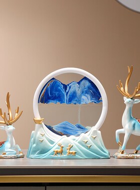 沙漏轻奢高端摆件流沙画创意鹿家居酒柜电视柜客厅玄关装饰品新居