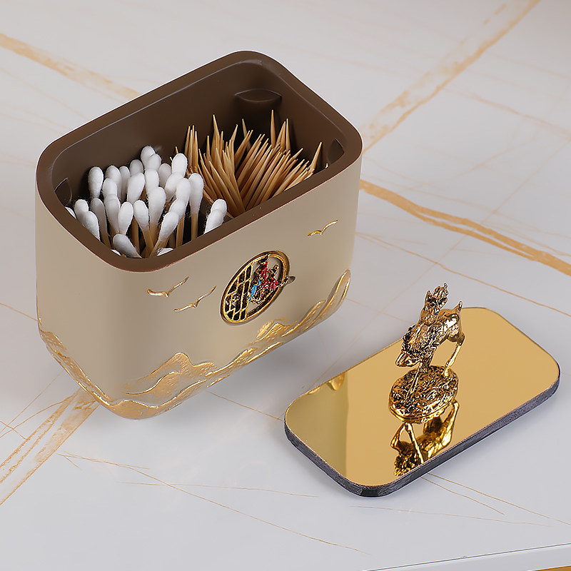 个性创意新中式牙签棉签二合一收纳盒轻奢客厅家用牙线盒牙签筒,收纳整理,牙签盒,淘宝优惠券,粉丝福利购,淘宝优惠卷