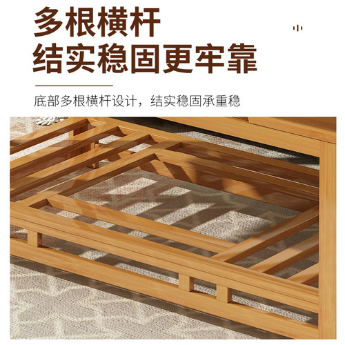 家用烤火桌炕桌免安装长方形楠竹B木客厅多功能可折叠烤火架取暖