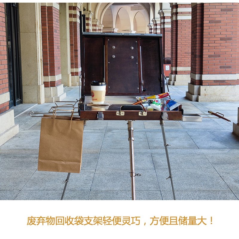 鹿乔双钩木制大小号折叠油画箱可调节松木户外写生铝合金调色盘