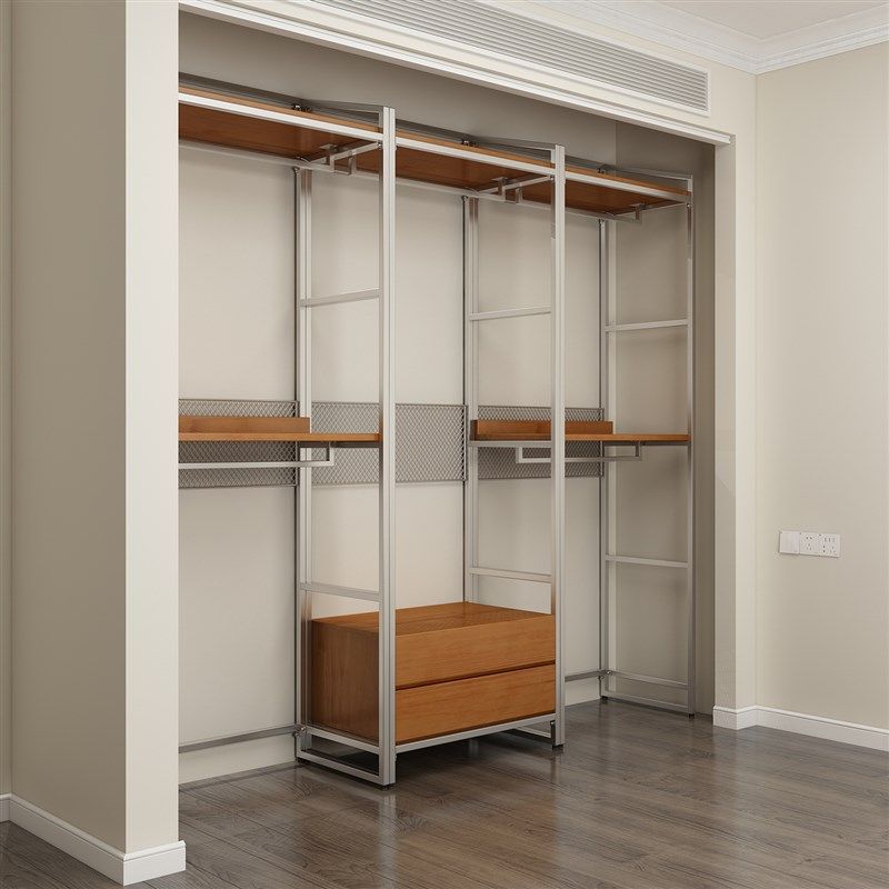 金属衣柜全实木2025新款爆款卧室家用铁艺钢架结构转角定制衣帽间