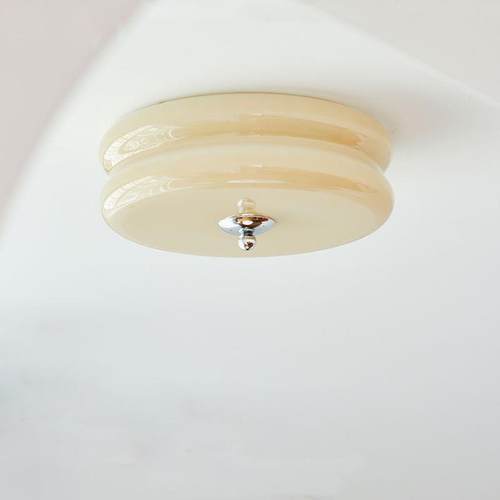 全光谱吸顶灯中古法式北欧简约奶油美式卧室过道玄关氛围玻璃灯具