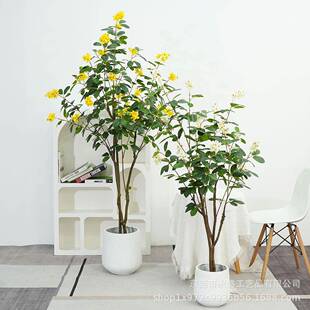 仿真高级绿植茉莉花树盆栽摆件室内假花园艺造景人造植物