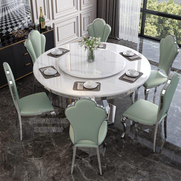 轻奢大理石餐桌椅组合现代简约家用大小户型圆形饭桌带转盘圆桌子,住宅家具,大理石餐桌,淘宝优惠券,粉丝福利购,淘宝优惠卷