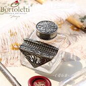 意大利Bortoletti原装 进口手工白铜玻璃古典雕花笔台笔搁墨水瓶