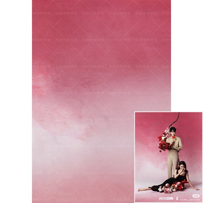 商拍淘宝服饰毕业照喷绘油画布背景影楼桃红肌理摄影写真背景墙布