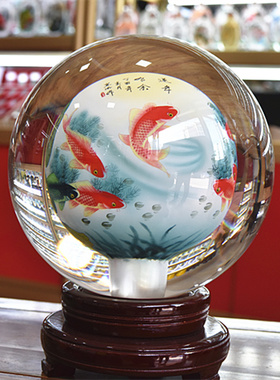 内画琉璃水晶球玻璃工艺品商务礼品国画民族艺术品送领导客户摆件