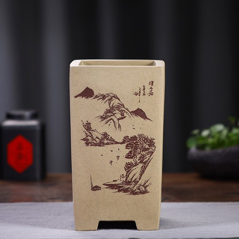 宜兴紫砂兰花盆精品高档四方圆形手工兰花专用盆带底座建蕙寒春兰,鲜花速递/花卉仿真/绿植园艺,花盆,淘宝优惠券,粉丝福利购,淘宝优惠卷