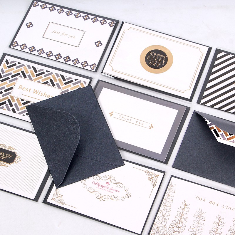 花陌64张贺卡小卡片简约商务烫金贺卡带信封留言感谢鲜花店卡片