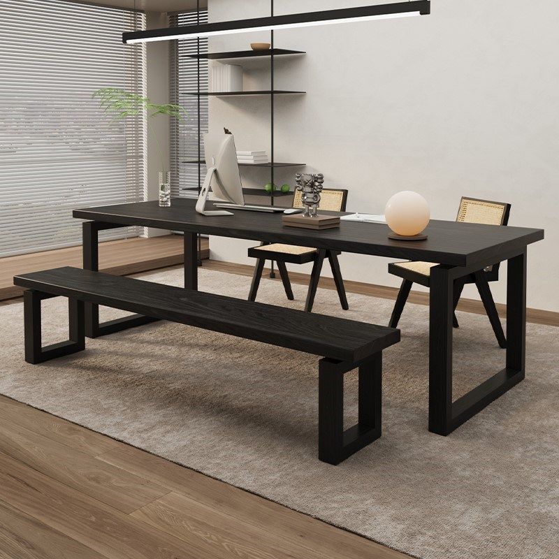 全实木电脑桌书桌现代洽谈桌长条办公会议桌黑色大板桌工作台学生,住宅家具,书桌,淘宝优惠券,粉丝福利购,淘宝优惠卷