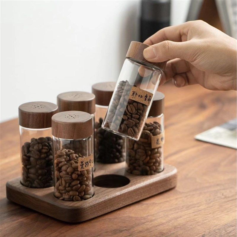 咖啡豆保存罐单向排气阀试管玻璃分装瓶咖啡粉密封罐养豆瓶储存罐