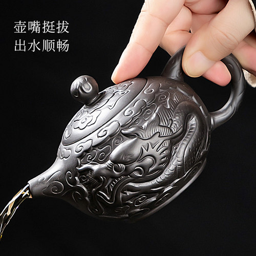 2023新款祥龙紫砂茶具套组家用茶盘办公室会客功夫泡茶壶盖碗茶杯