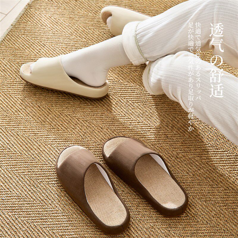 亚麻拖鞋男士家居室内夏季静音软底无声防滑防臭棉麻布拖男款夏天