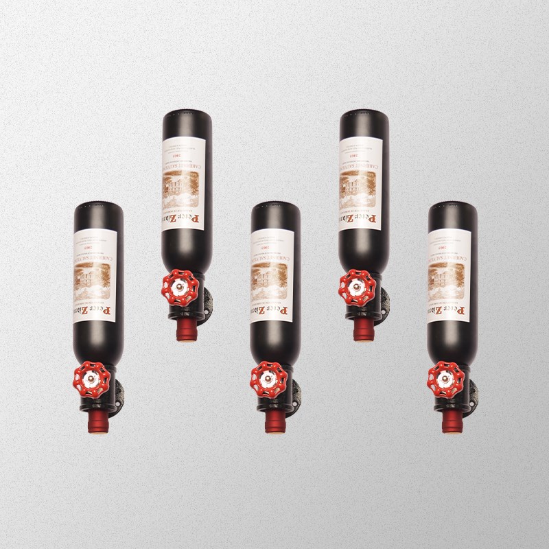 极简红酒倒放葡萄酒架loftw工业风黑色悬挂装饰单瓶红酒陈列展示