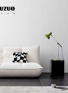 就坐专利 落地懒人网红白色羊驼绒沙发床折叠毛毛虫三人博主同款