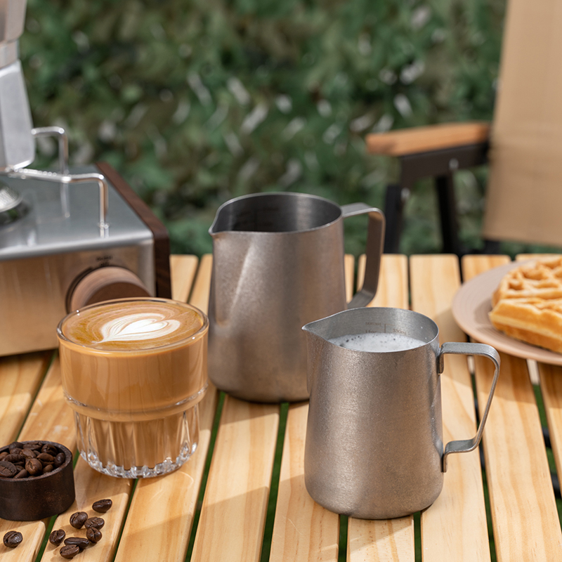 复古做旧内刻度拉花杯缸打奶泡杯尖嘴304不锈钢咖啡器具可明火