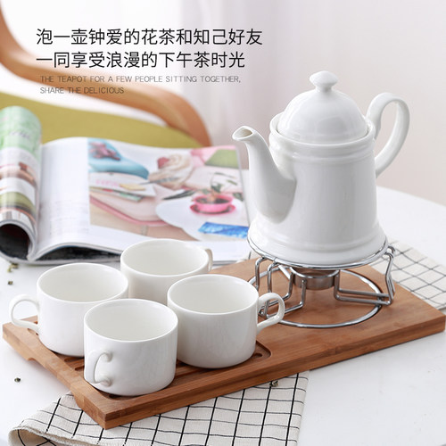 创意陶瓷花草茶具简约韩式家用茶壶茶杯托盘套装可加热送小蜡烛
