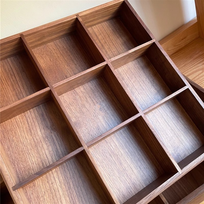 正方形多格木盒分类杂物盒展示托盘纯实木收纳盒9宫格榫卯工艺