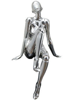 现代轻奢电镀银空山基机械姬科技女神摆件客厅电视柜电脑桌装饰品