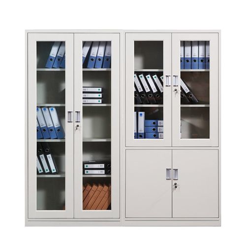 钢制多层财务凭证柜带锁资料文件柜铁皮人事档案柜矮柜玻璃门书柜