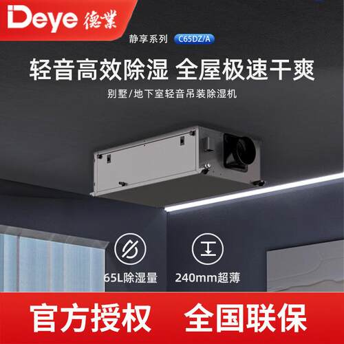 德业吊顶除湿机DY-C65DZ/A别墅地下室隐藏式安装485集控抽湿机