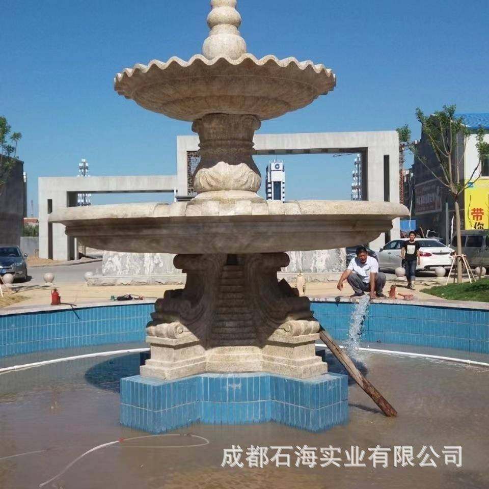 石雕喷泉黄锈石水钵欧式大型户外庭院流水园林喷水池景观壁泉摆件,特色手工艺,其他特色工艺品,淘宝优惠券,粉丝福利购,淘宝优惠卷