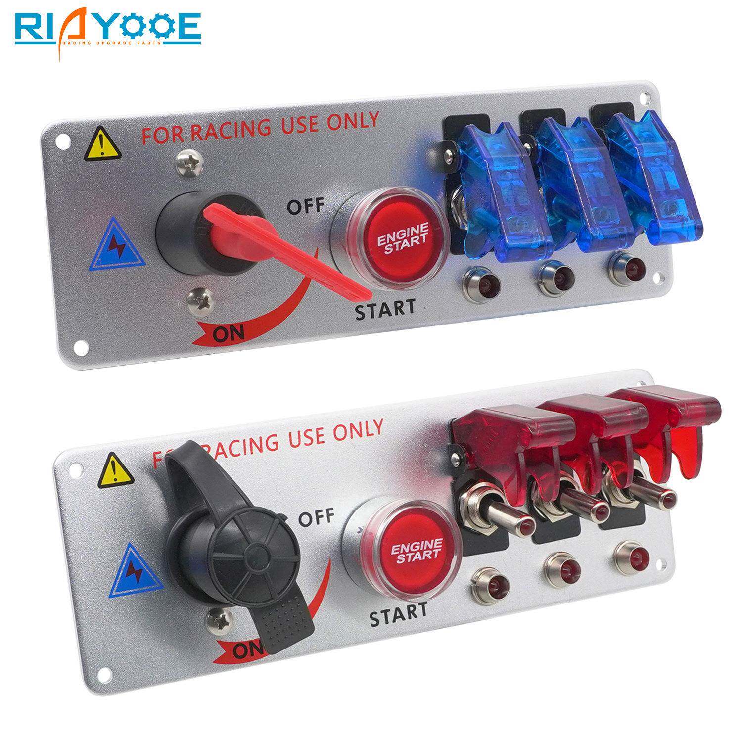 汽车12VLED点火一键启动断电总开关旋钮拨动4联通用4合1面板开关