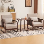 实木单人沙发椅阳台休闲网红懒人靠背椅卧室客厅家用小户型桌椅