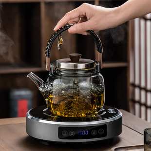 蒸煮茶壶电陶炉加热玻璃烧水壶家用自动茶具大功率围炉煮茶器套装