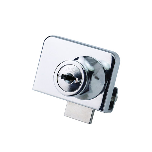 C级玻璃门锁商场展示柜圆形锁免开孔单双门橱窗锁店铺防盗柜门锁