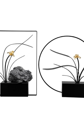 新中式创意铁艺摆件高级感小众高端客厅电视柜玄关办公室软装饰品